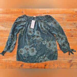 🌺ZABAIONE floral green Emma women's top